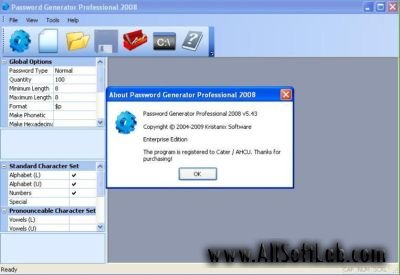 Password Generator Professional 2008 5.43 Enterprise Edition