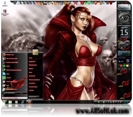 Красивая тема оформления для Windows 7 в красных тонах Babe red